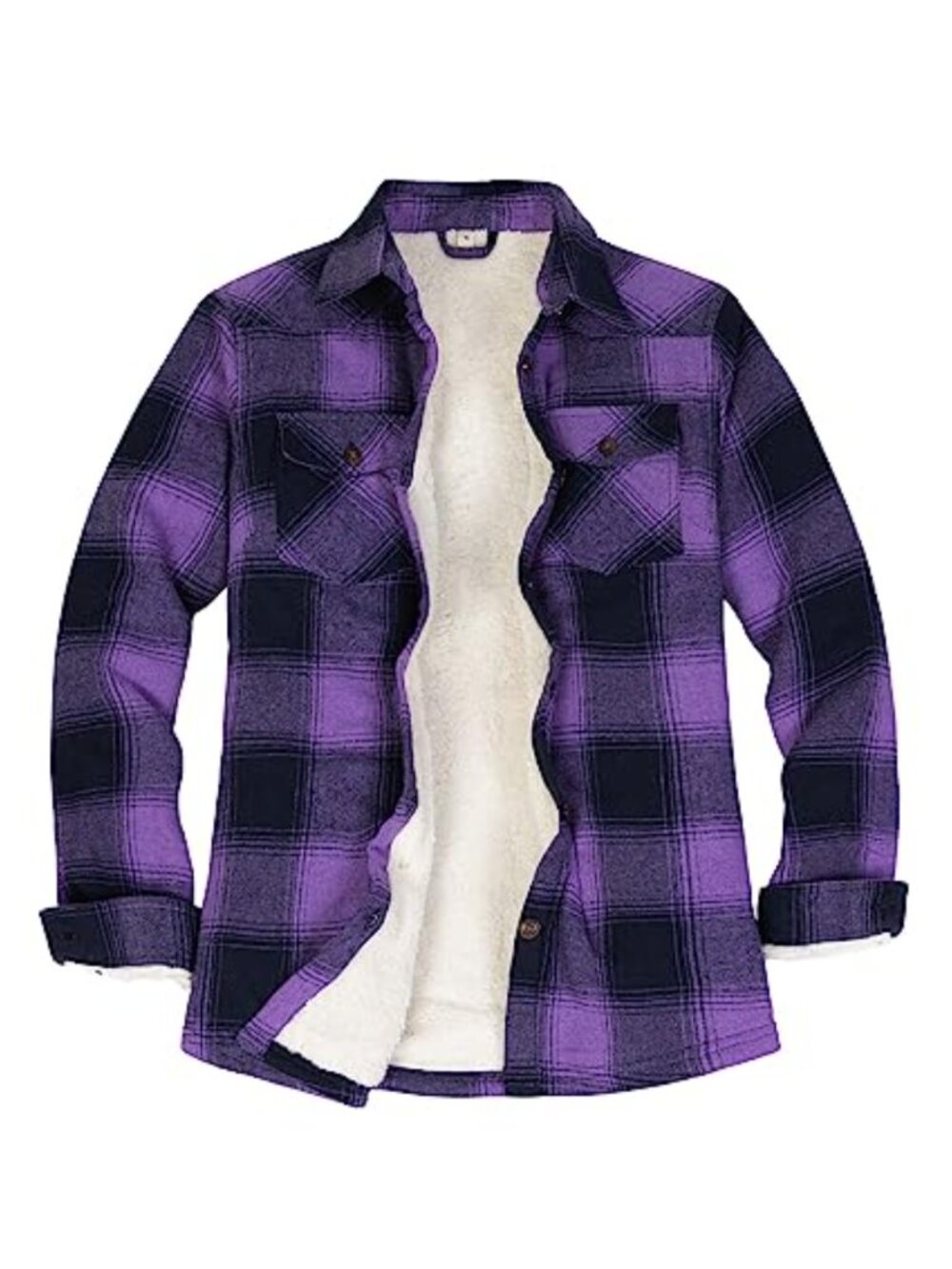 Sherpa Lined Flannel Jacket Plaid Button Down Fuzzy Shirt Jacket